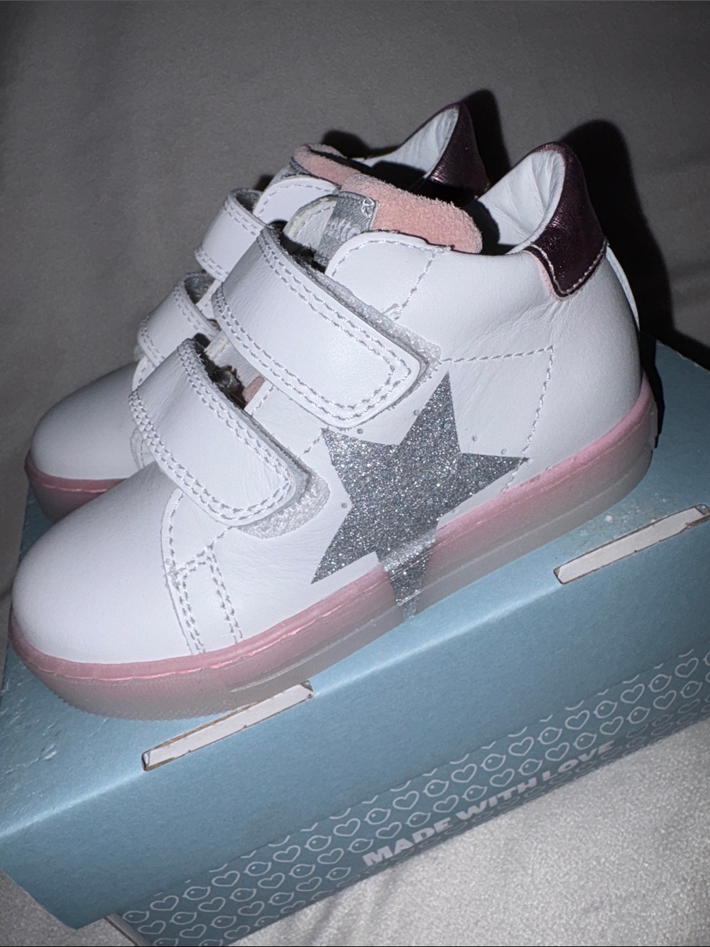 NWT Naturino Falcotto Salazar 3 VL Sneaker in White/ Pink/ Silver - Picture 12 of 14
